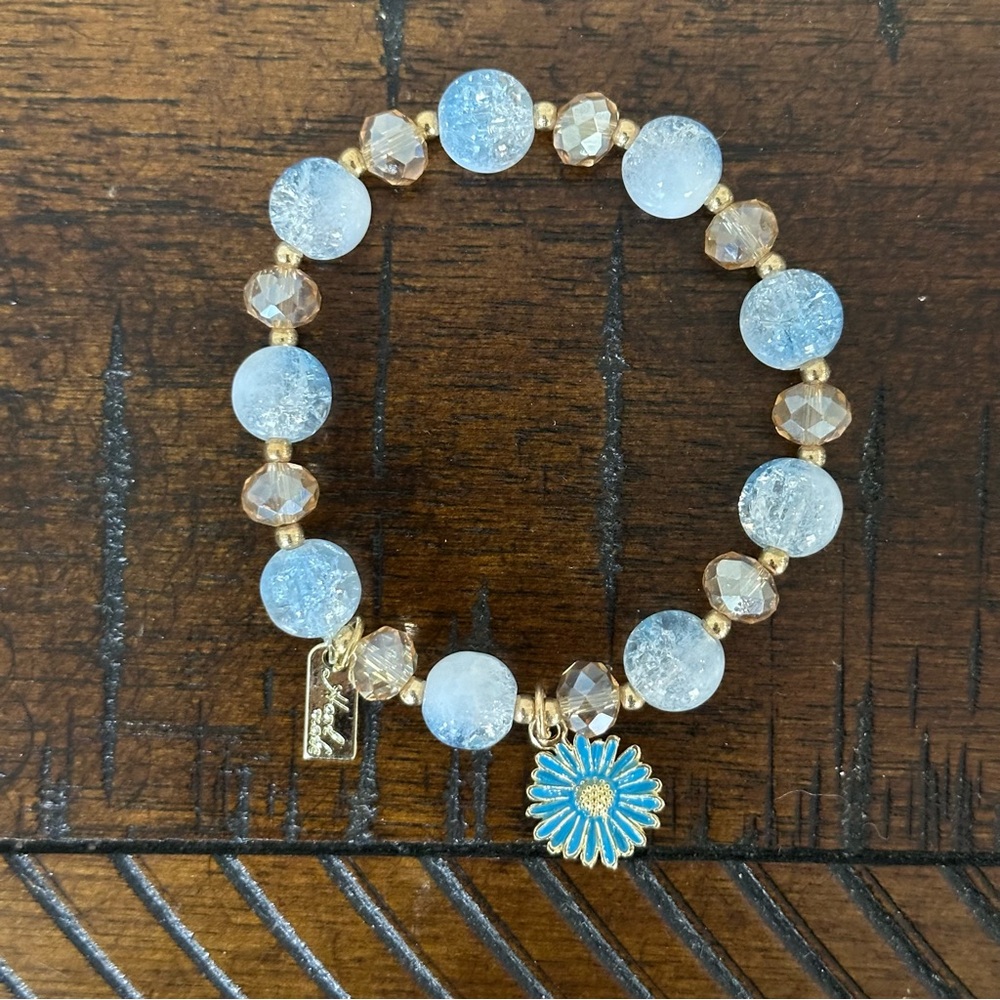1pc Women Bracelet with Blue Flower Tassel Decor